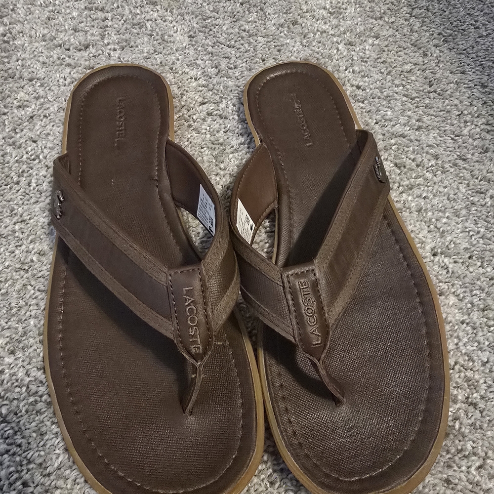 Lacoste Men's Brown Carros Leather Sandals